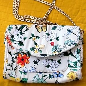 Talbots floral crossbody with gold chain